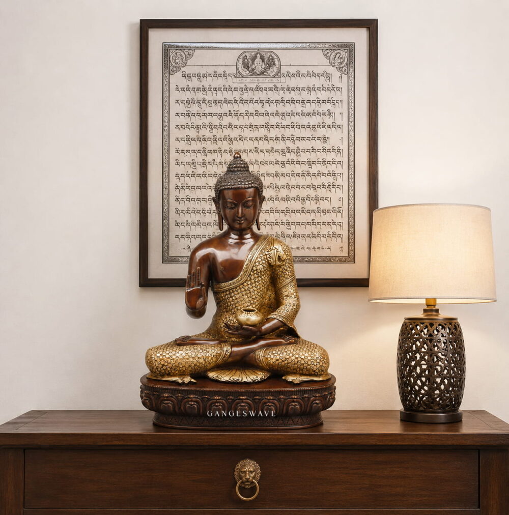 22" Artistan Handcrafted Superfine Brass Buddha Statue