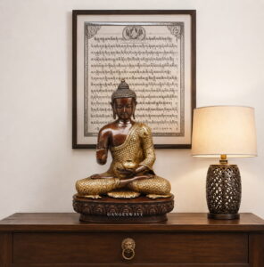 22" Artistan Handcrafted Superfine Brass Buddha Statue