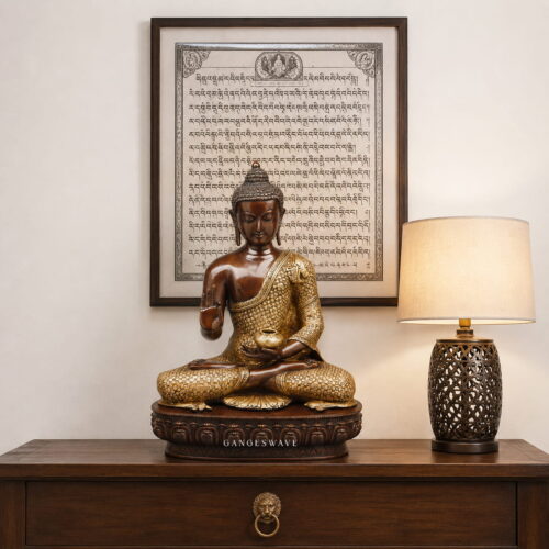 22" Artistan Handcrafted Superfine Brass Buddha Statue