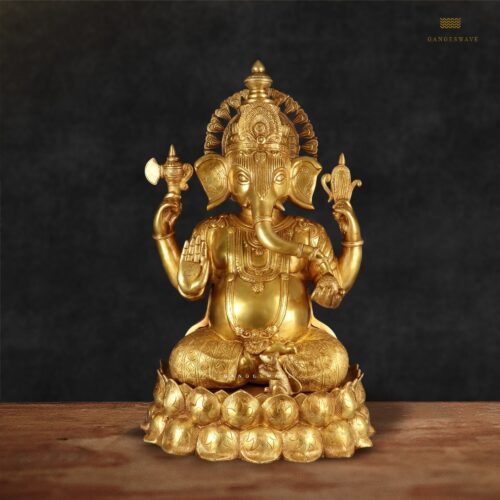 Golden Brass Ganesh Statue
