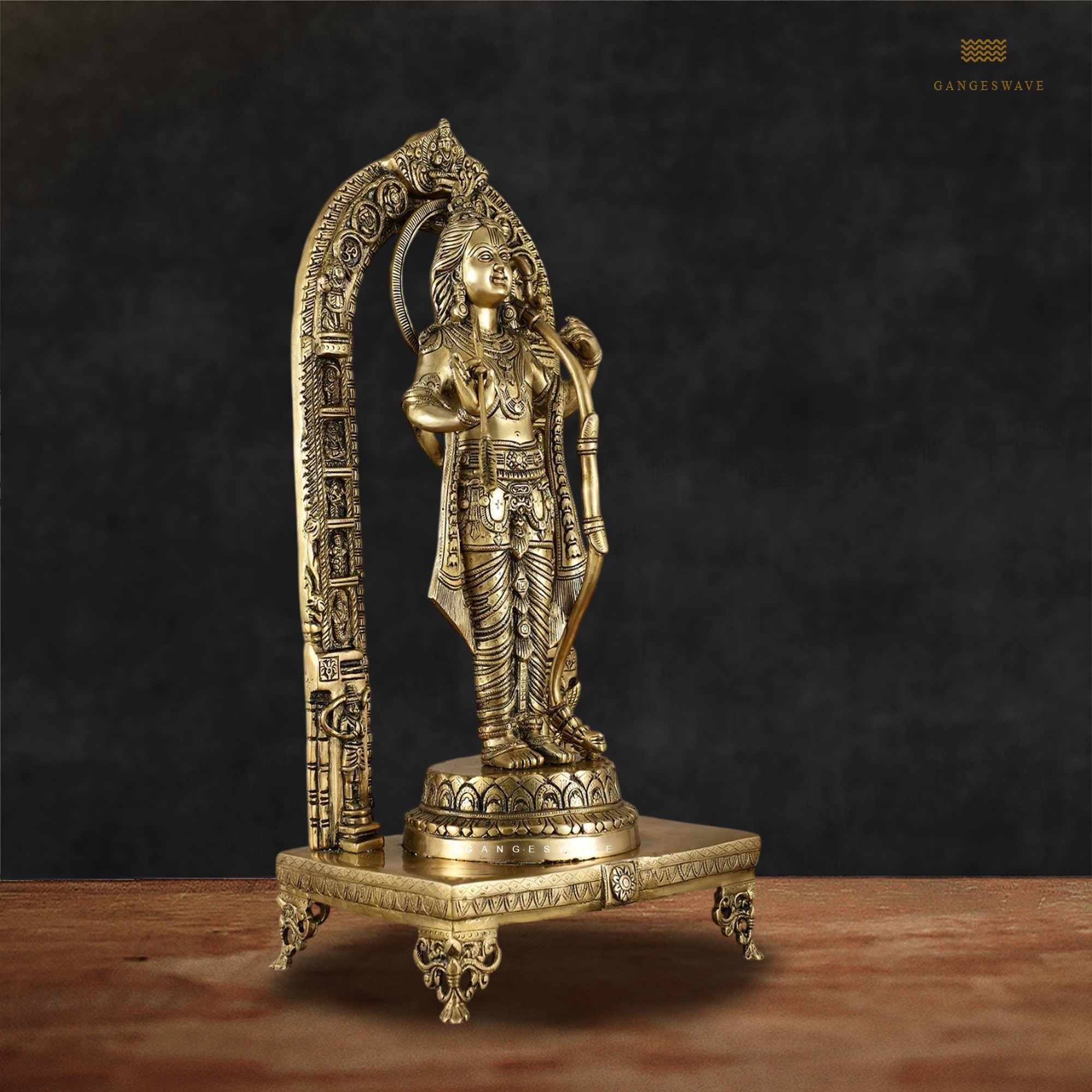 Ram Lalla Superfine Brass Statue with deities sculpted frame - 24 inches - Image 4