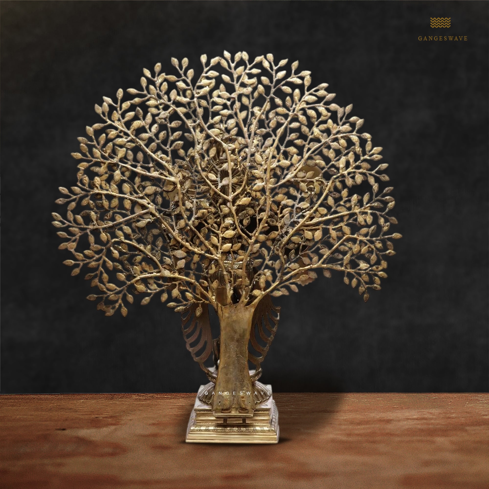 Superfine Brass Krishna Statue with Tree of Life - 37.5 inches - Image 5
