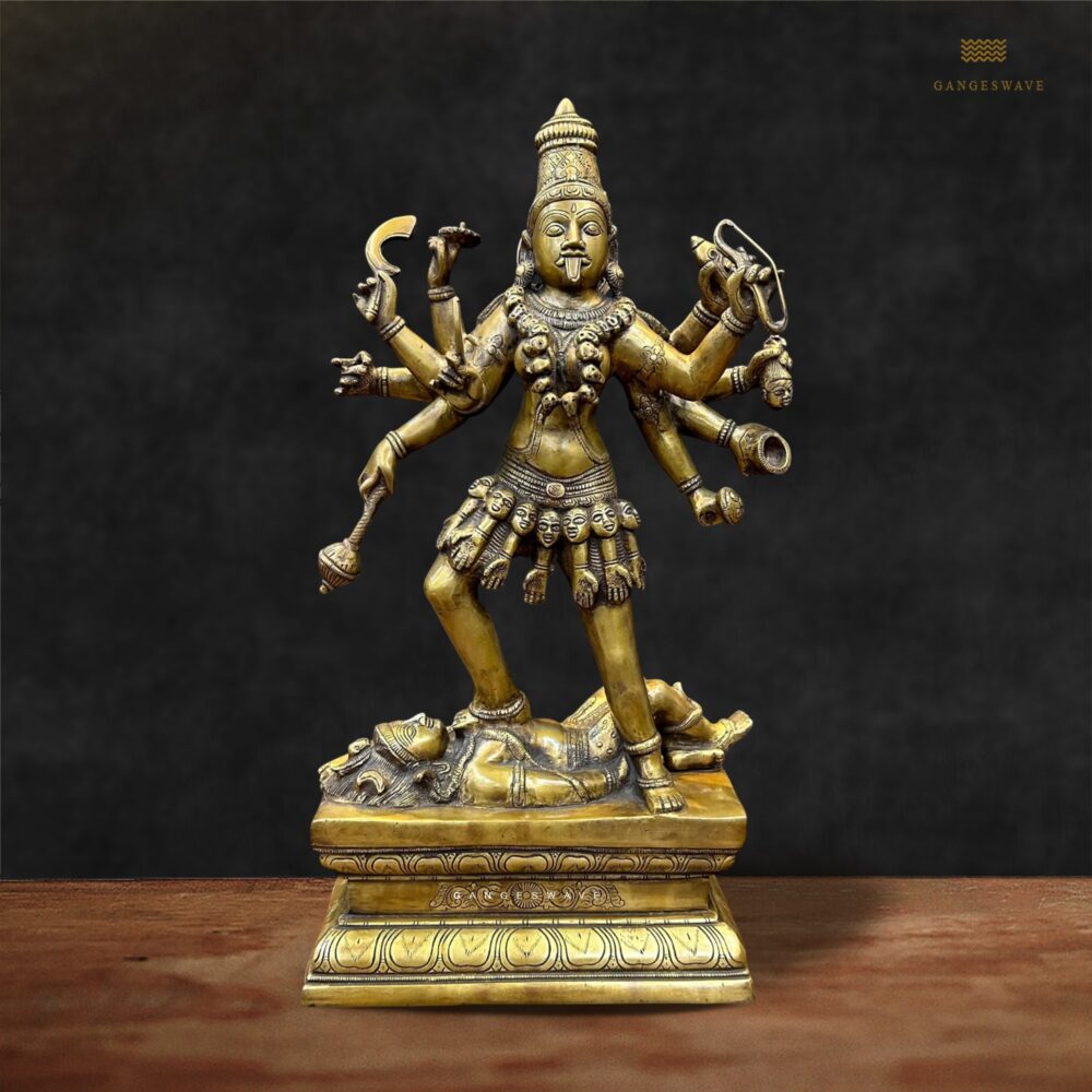 Golden Ma Kali Brass Statue