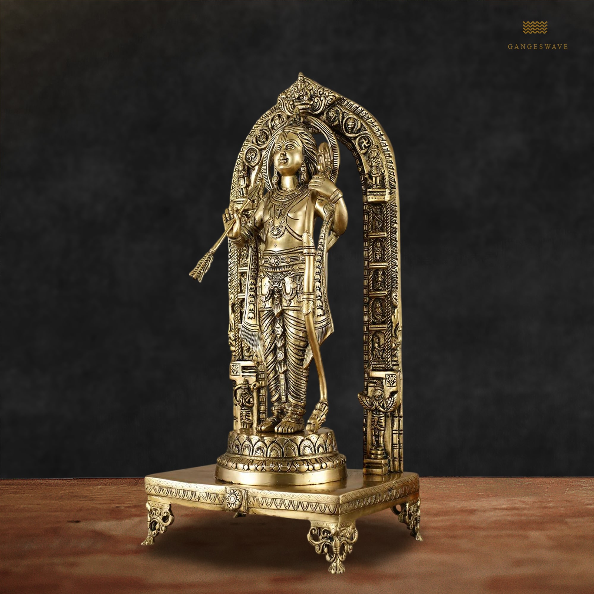 Ram Lalla Superfine Brass Statue with deities sculpted frame - 24 inches - Image 2