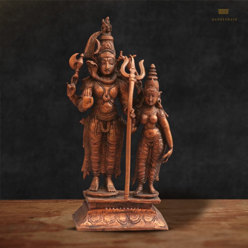 Shiv Parvati Copper Idol