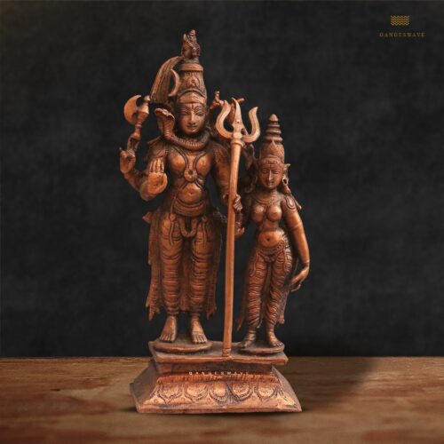 Shiv Parvati Copper Idol