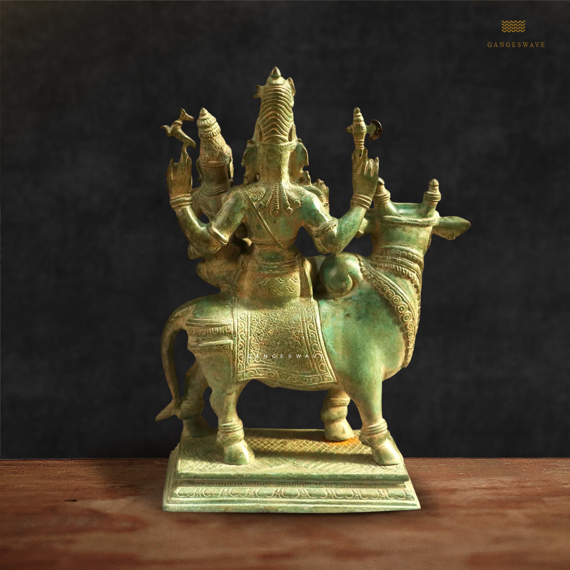 Shiv Parvati on Nandi Brass Statue - 15.7 inches - Image 4