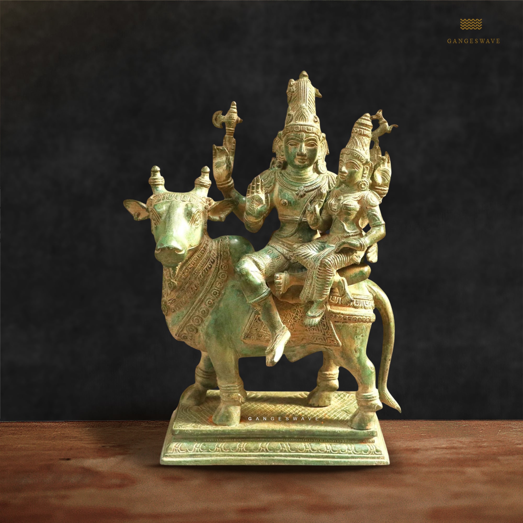 Shiv Parvati Brass Statue on Nandi