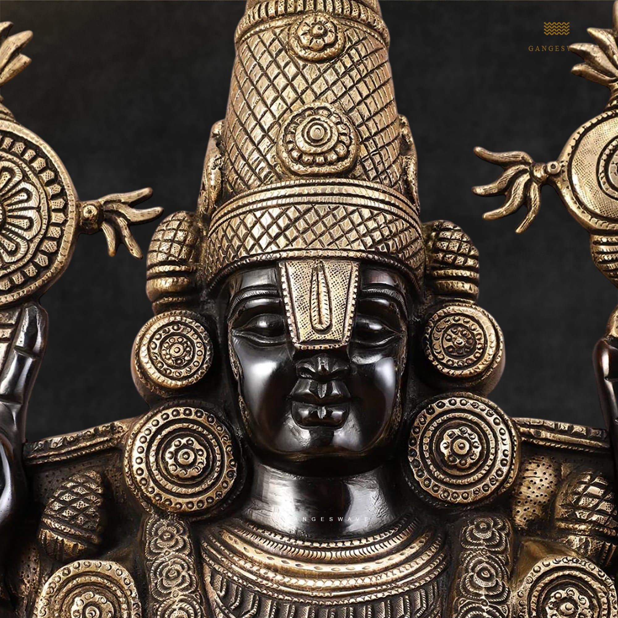 Tirupati Balaji Statue with Devi Padmavati Engraved - 28 inches - Image 2