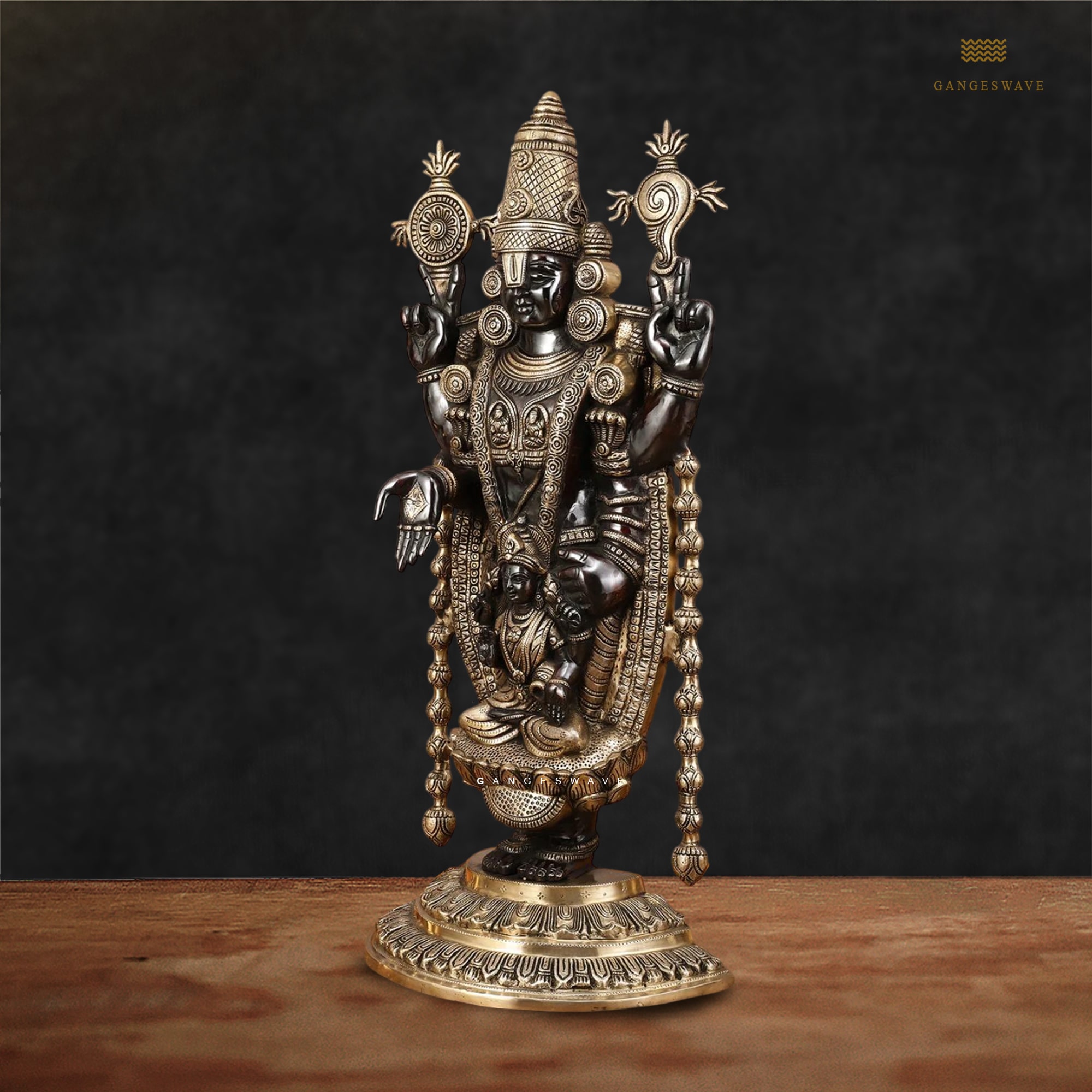 Tirupati Balaji Statue with Devi Padmavati Engraved - 28 inches - Image 3