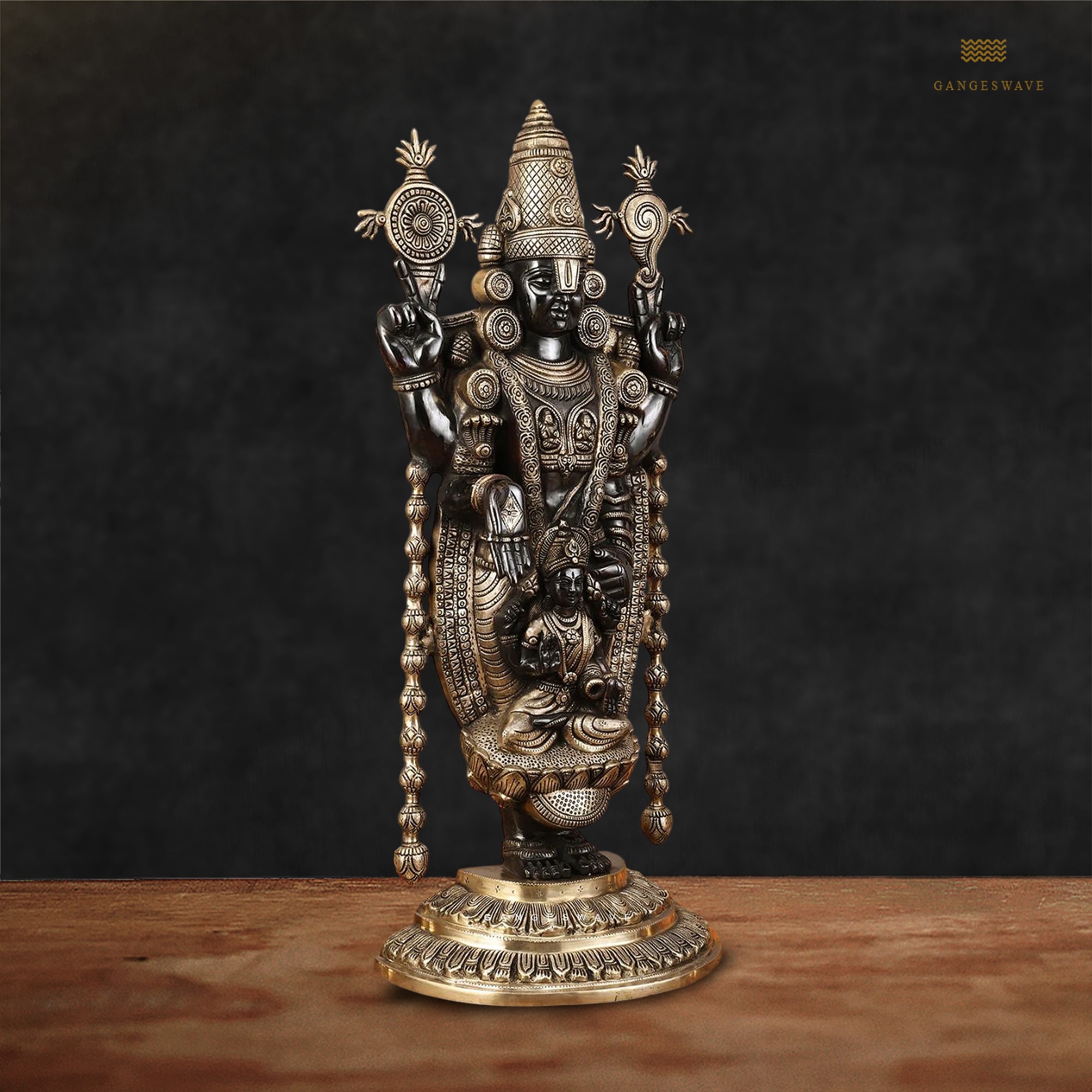 Tirupati Balaji Statue with Devi Padmavati Engraved - 28 inches - Image 4
