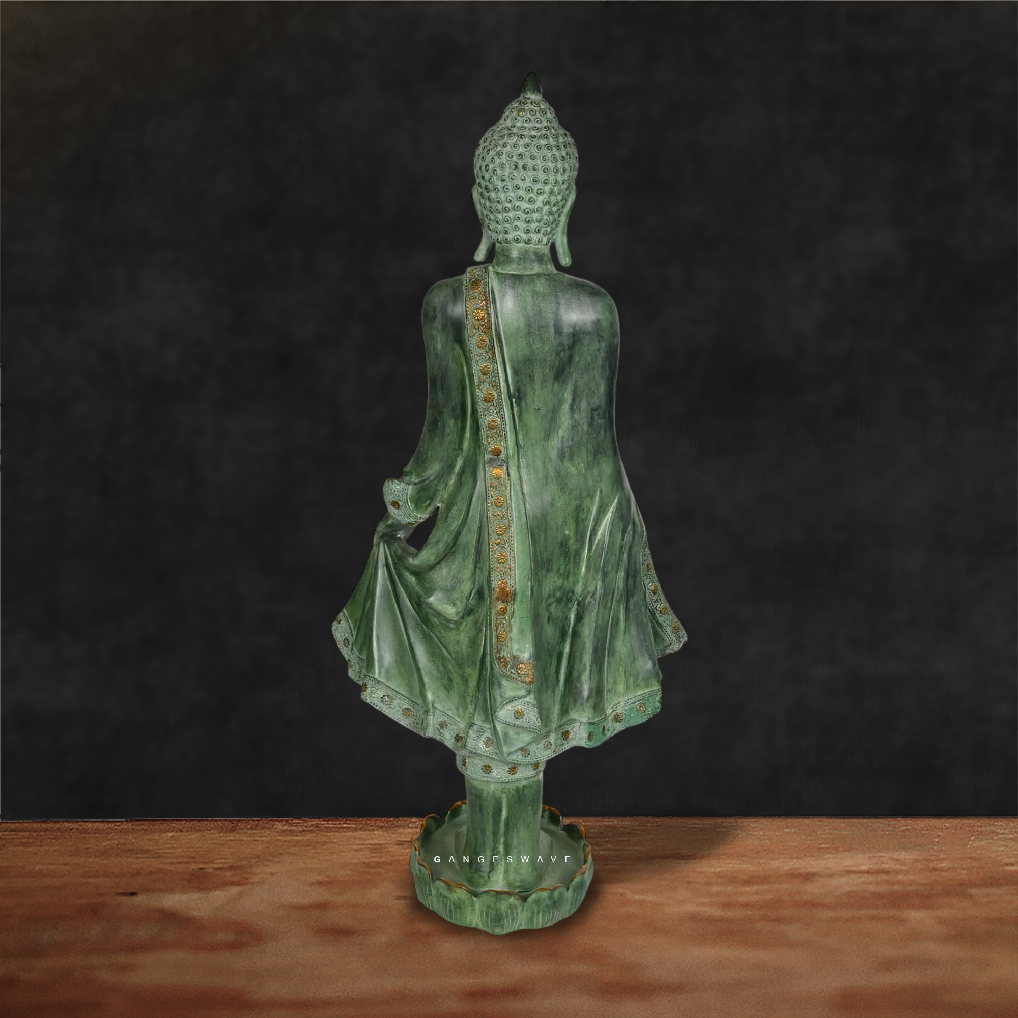Artistic Jakartan Style Standing Buddha in Vintage Finish - Image 2