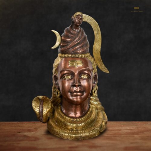 Shiva Head with Ganga Copper Finish