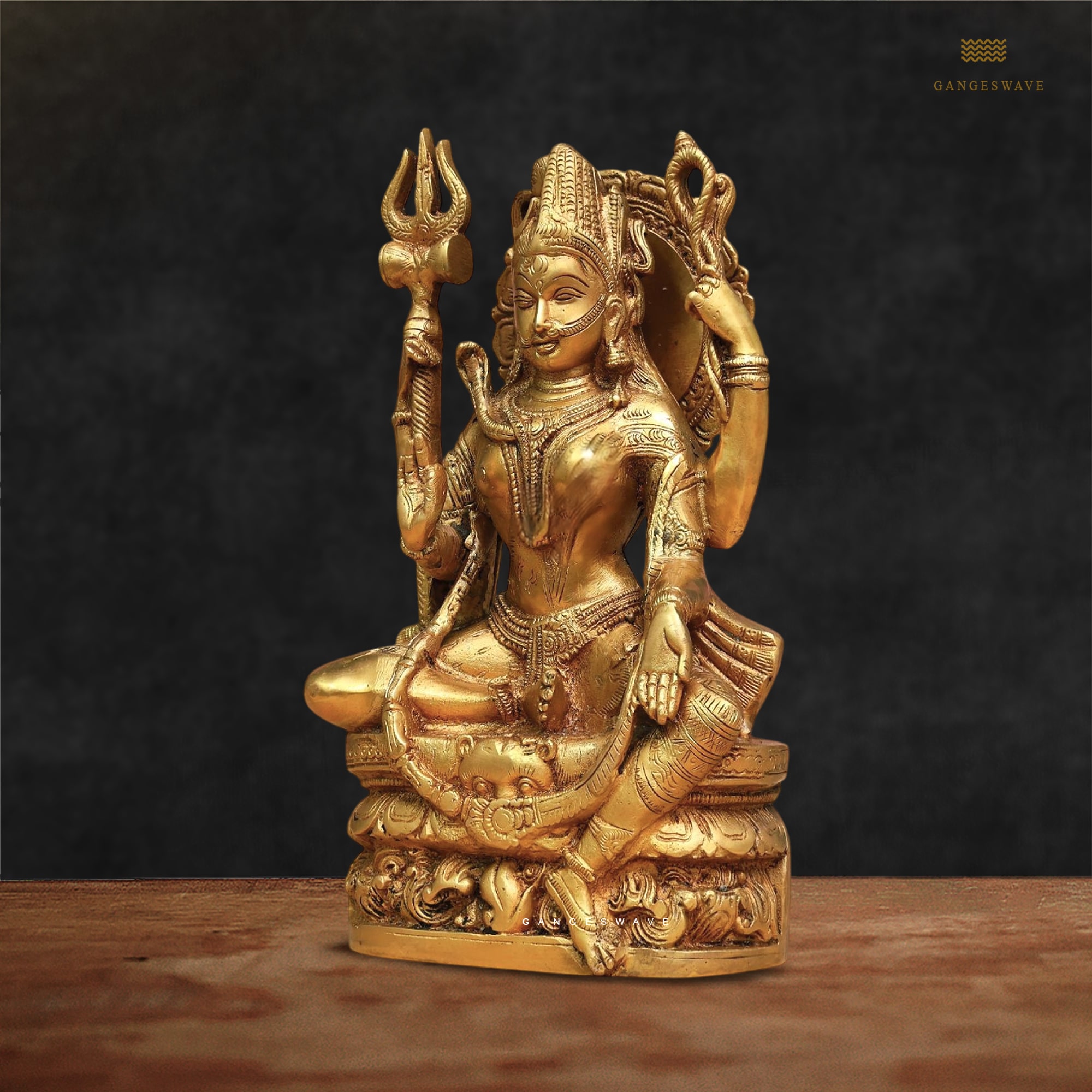 Ardhanarishvara Brass Statue - 9.5 inches - Image 2