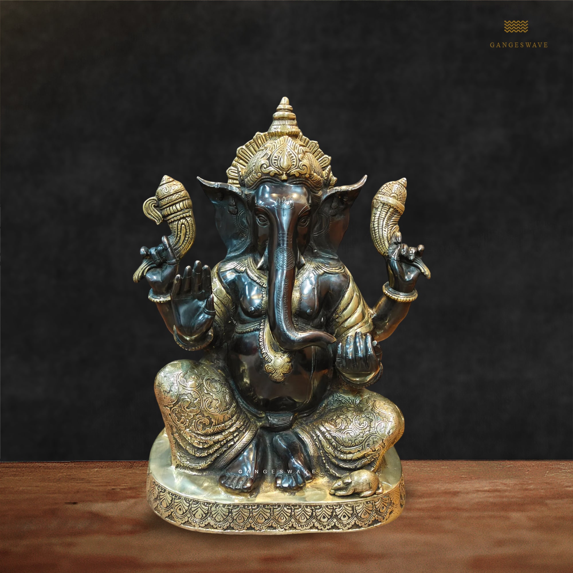 Ganesh Handcrafted Idol in Black & Gold - 21 inches - Image 6