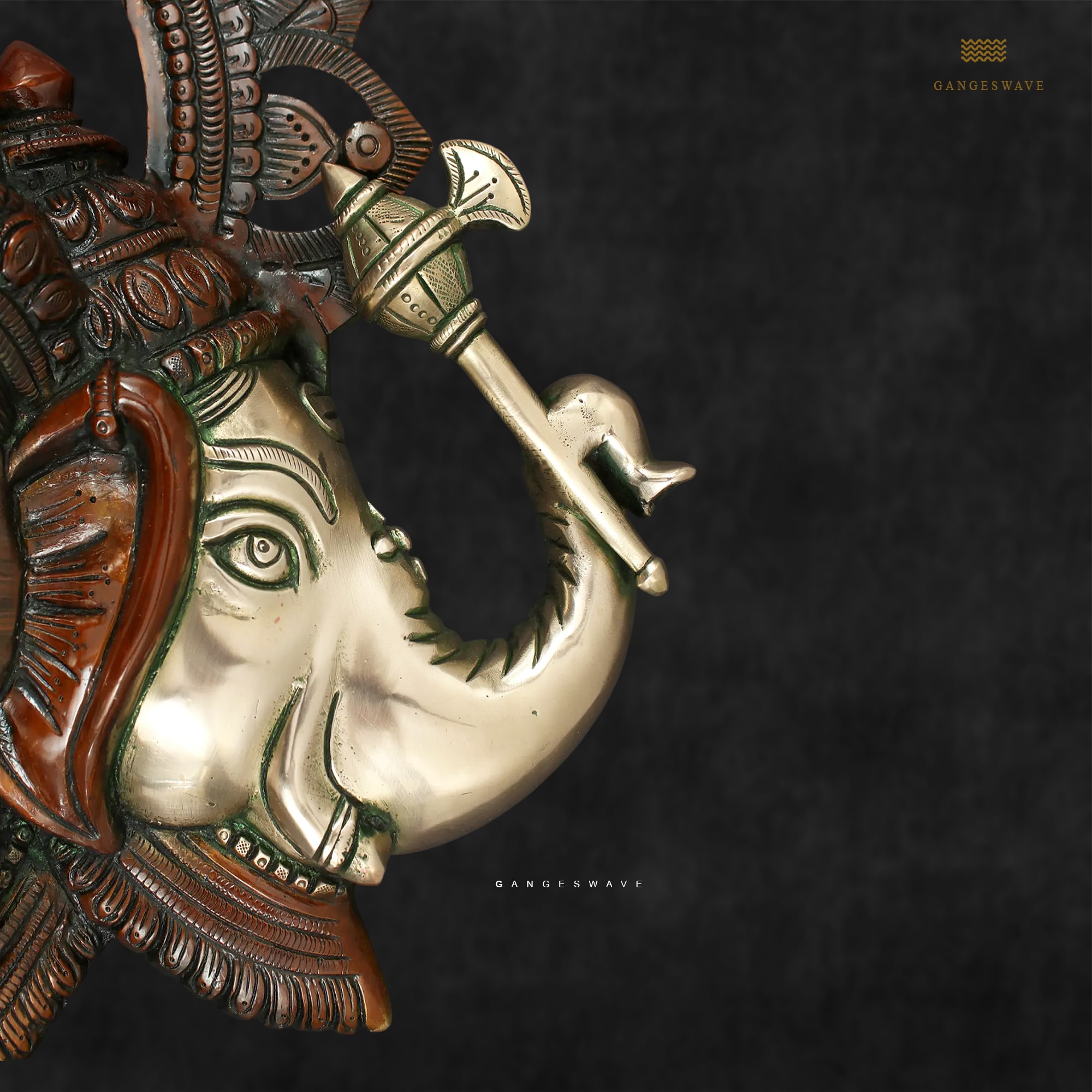 Trimukhi Ganesh Wall Hanging - 17.5 inches - Image 3