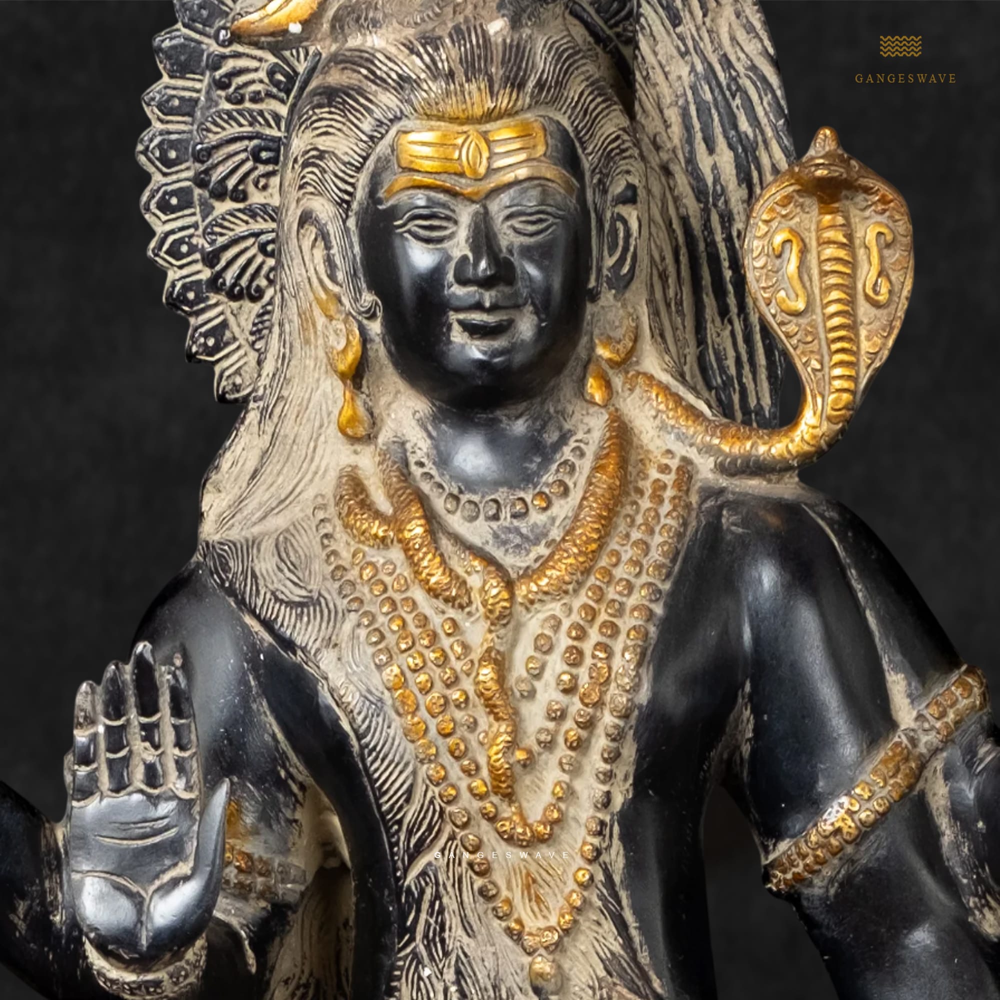 Shiva Superfine Black and Gold Brass Murti - 30 inches - Image 4