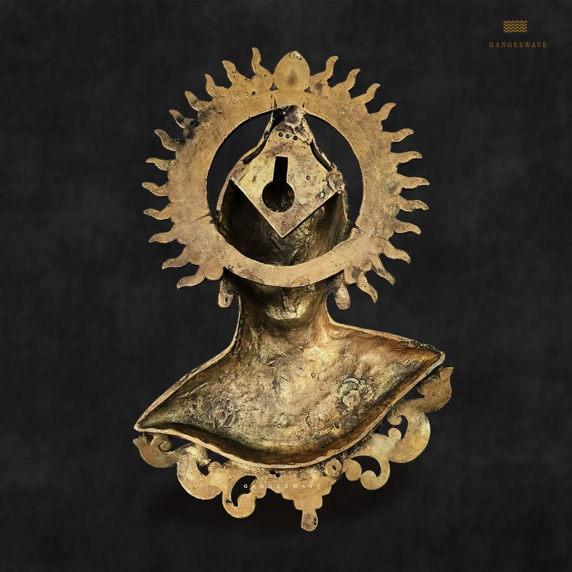 Buddha Bust Brass Wall Hanging - 15 inches - Image 2