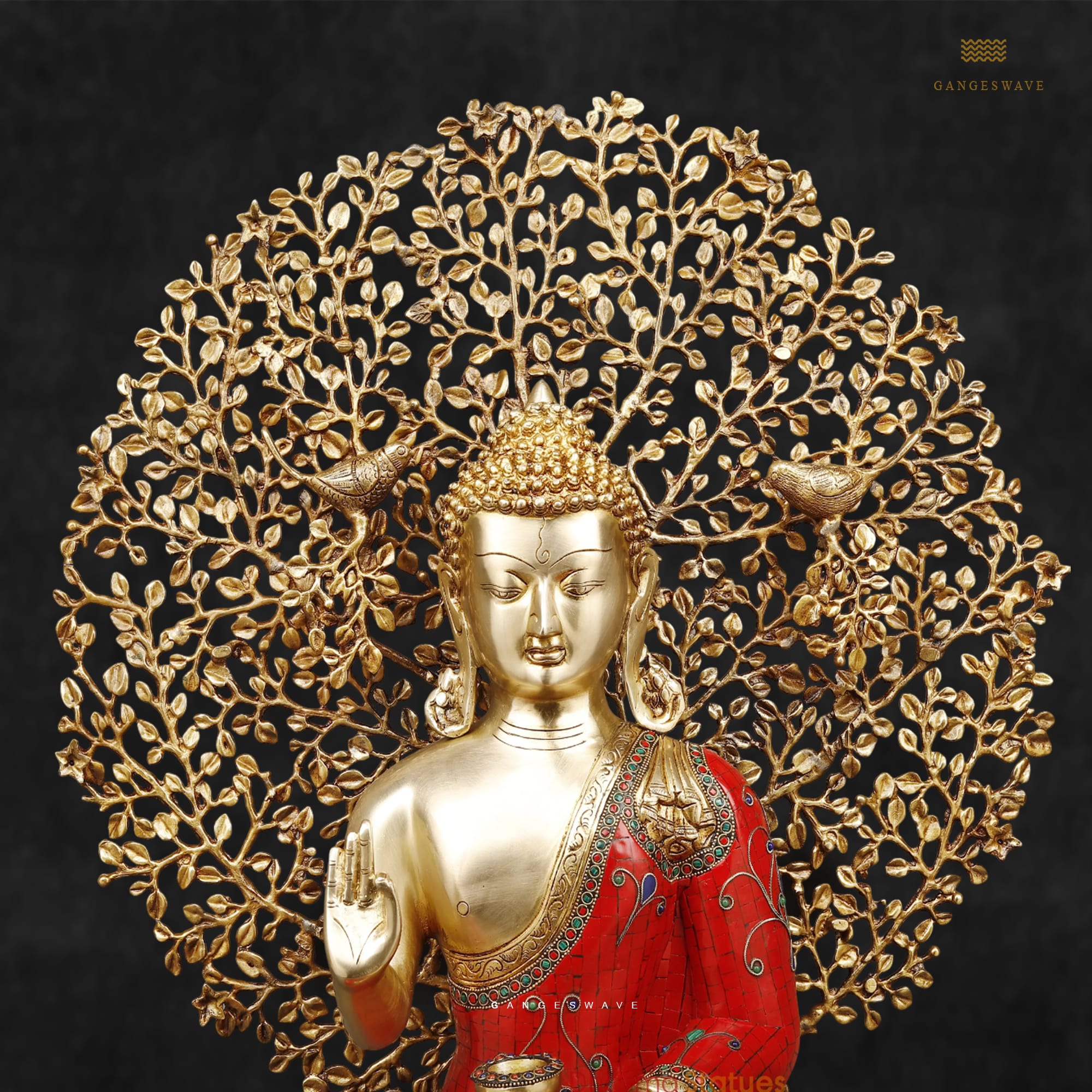 Buddha Statue with Tree of Life-29" - Image 2