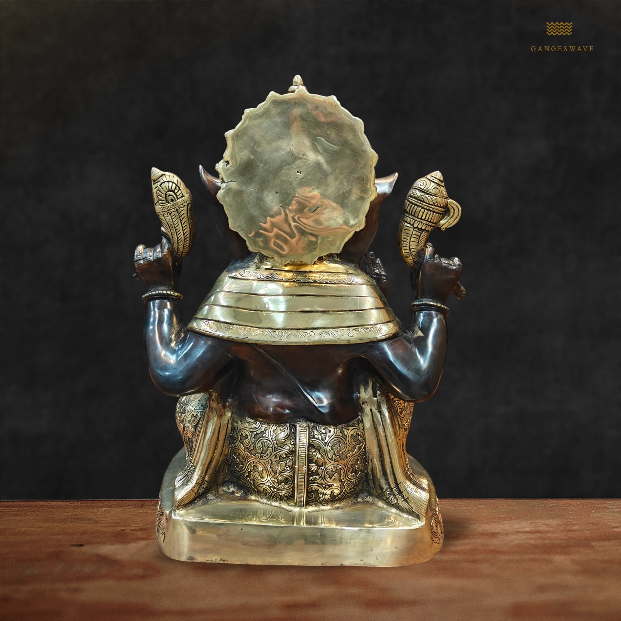 Ganesh Handcrafted Idol in Black & Gold - 21 inches - Image 5