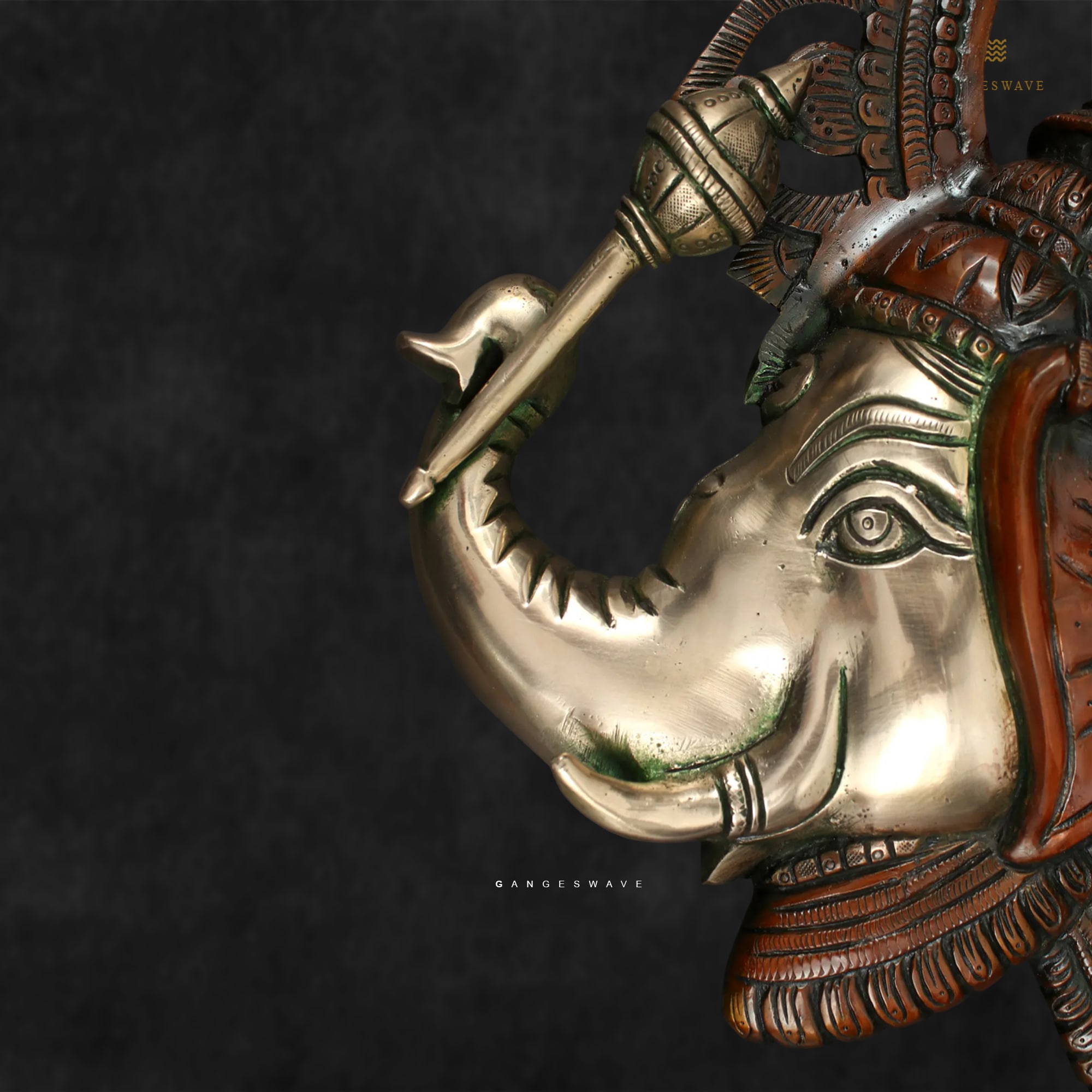 Trimukhi Ganesh Wall Hanging - 17.5 inches - Image 2