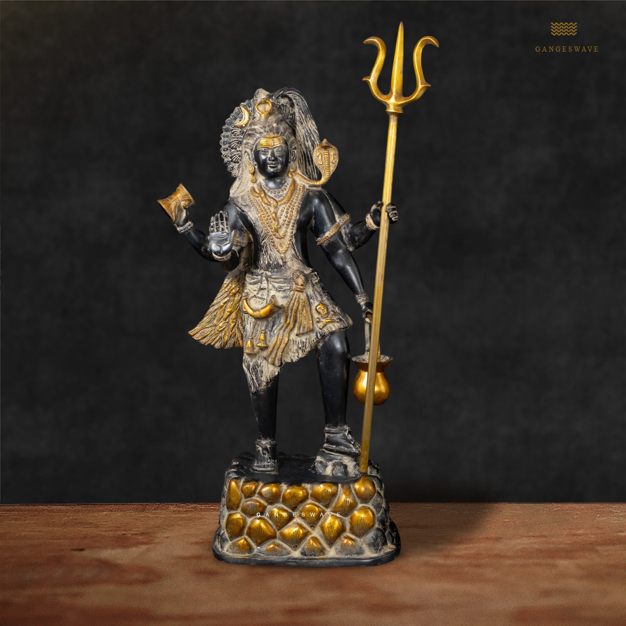 Shiva Superfine Black and Gold Brass Murti - 30 inches - Image 3