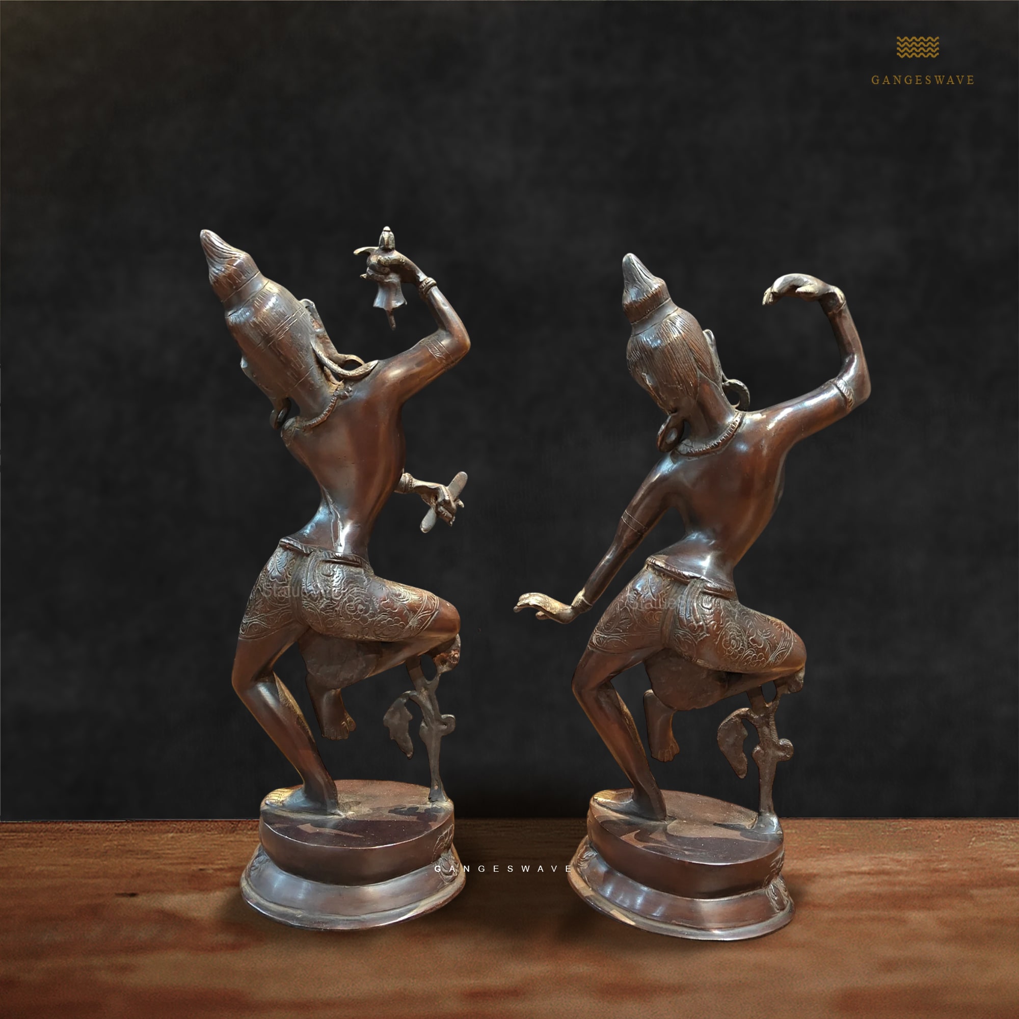 Shiv Parvati Dancing Brass Statue - 15 inches - Image 3