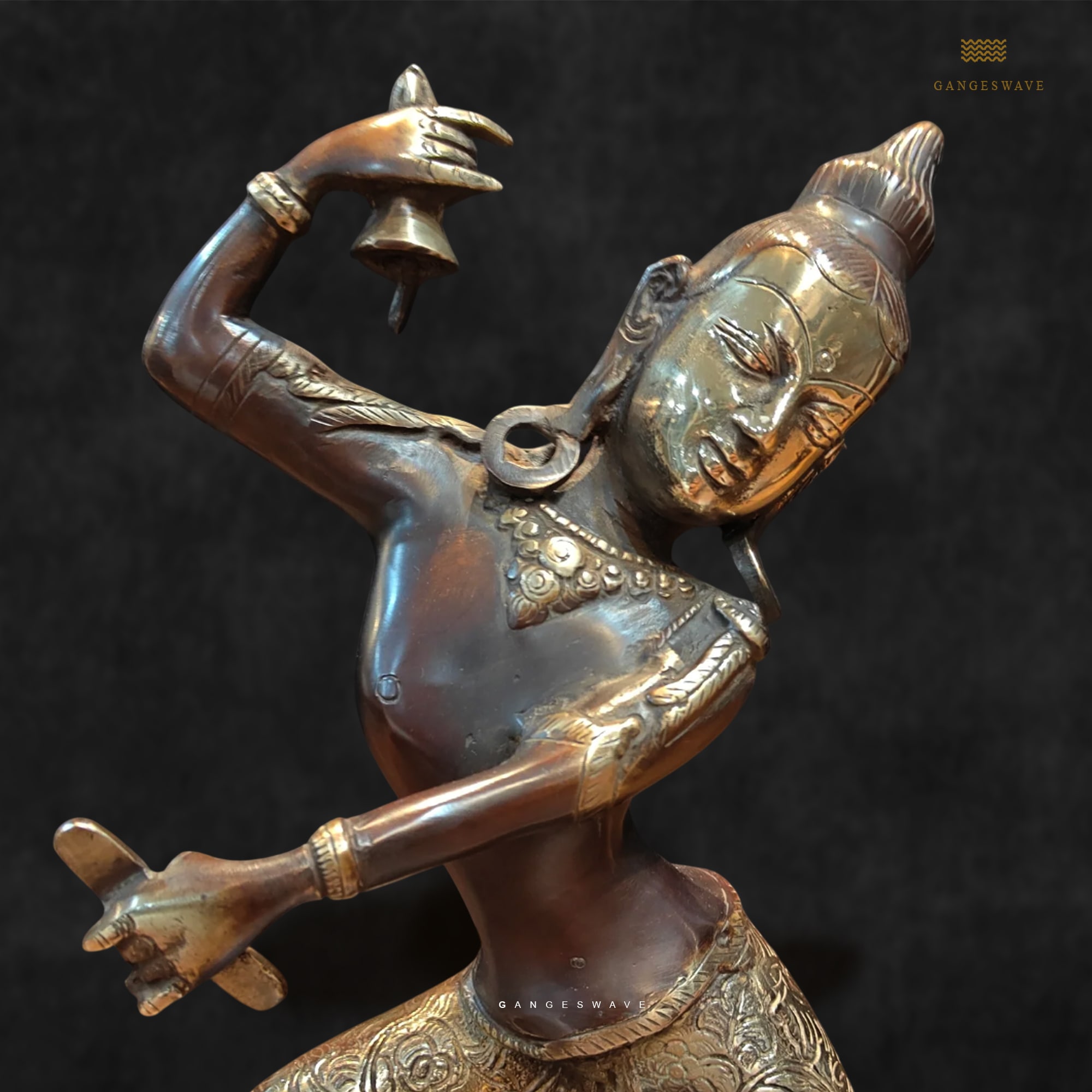 Shiv Parvati Dancing Brass Statue - 15 inches - Image 2