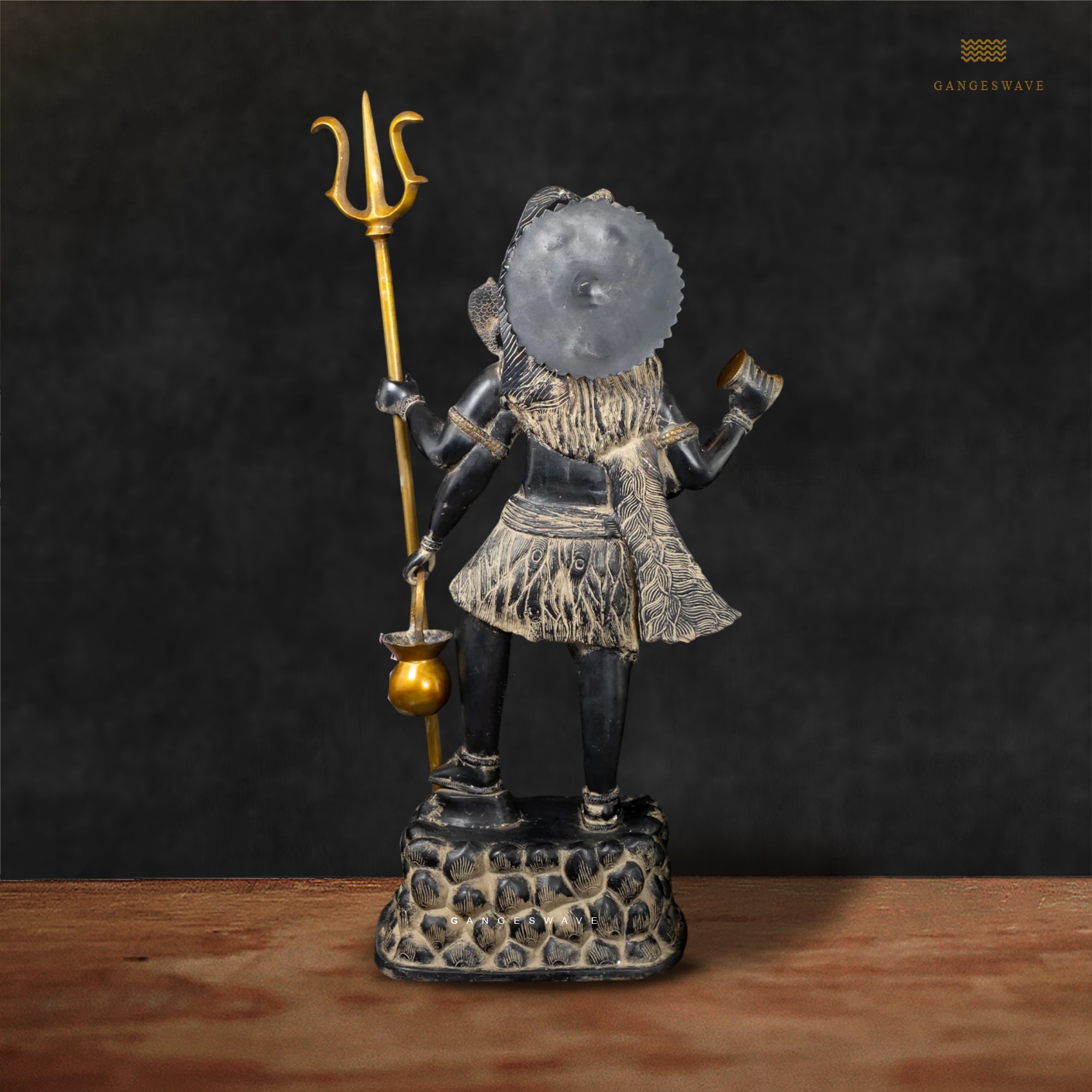 Shiva Superfine Black and Gold Brass Murti - 30 inches - Image 2