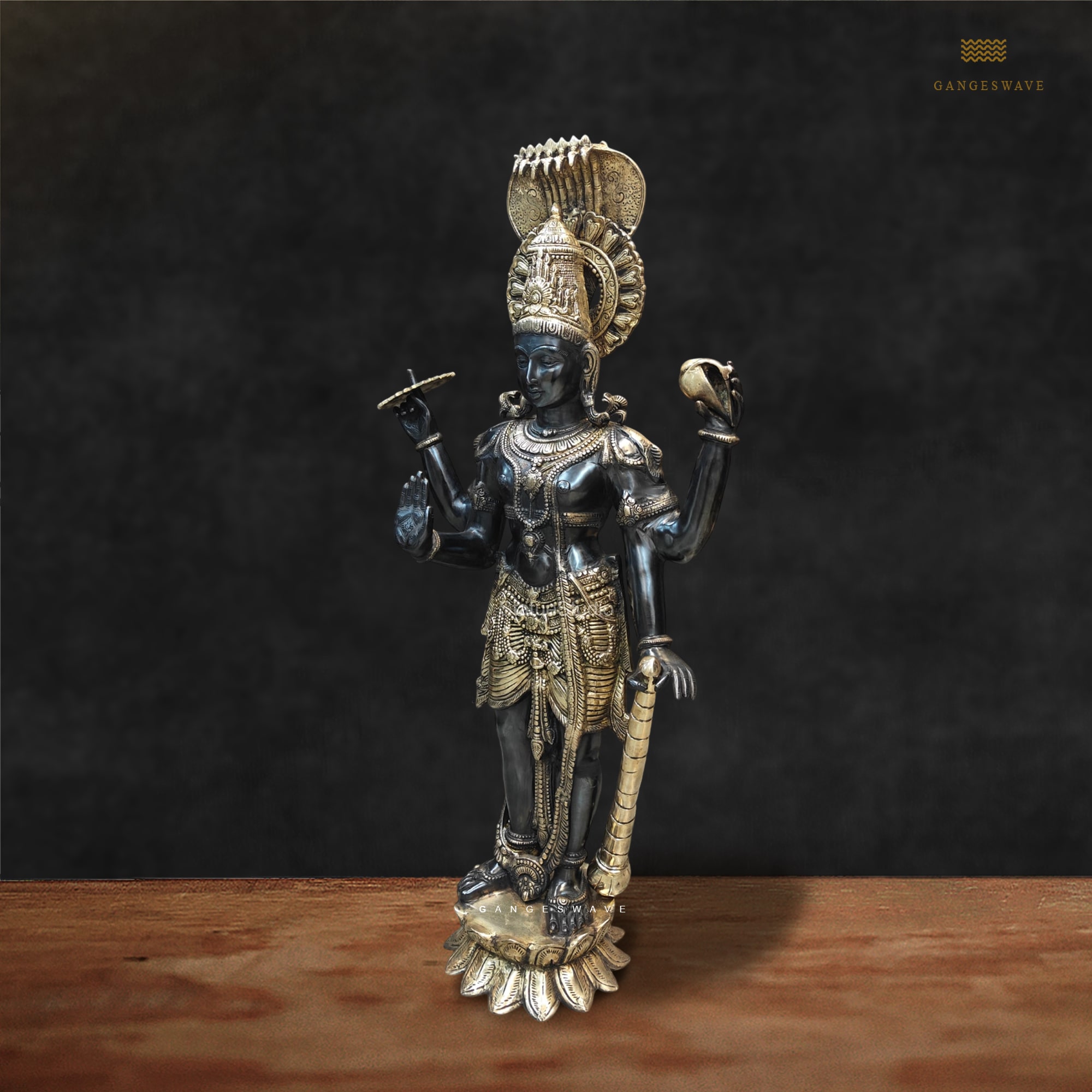 Vishnu Large Superfine Brass Statue - 41 inches - Image 3