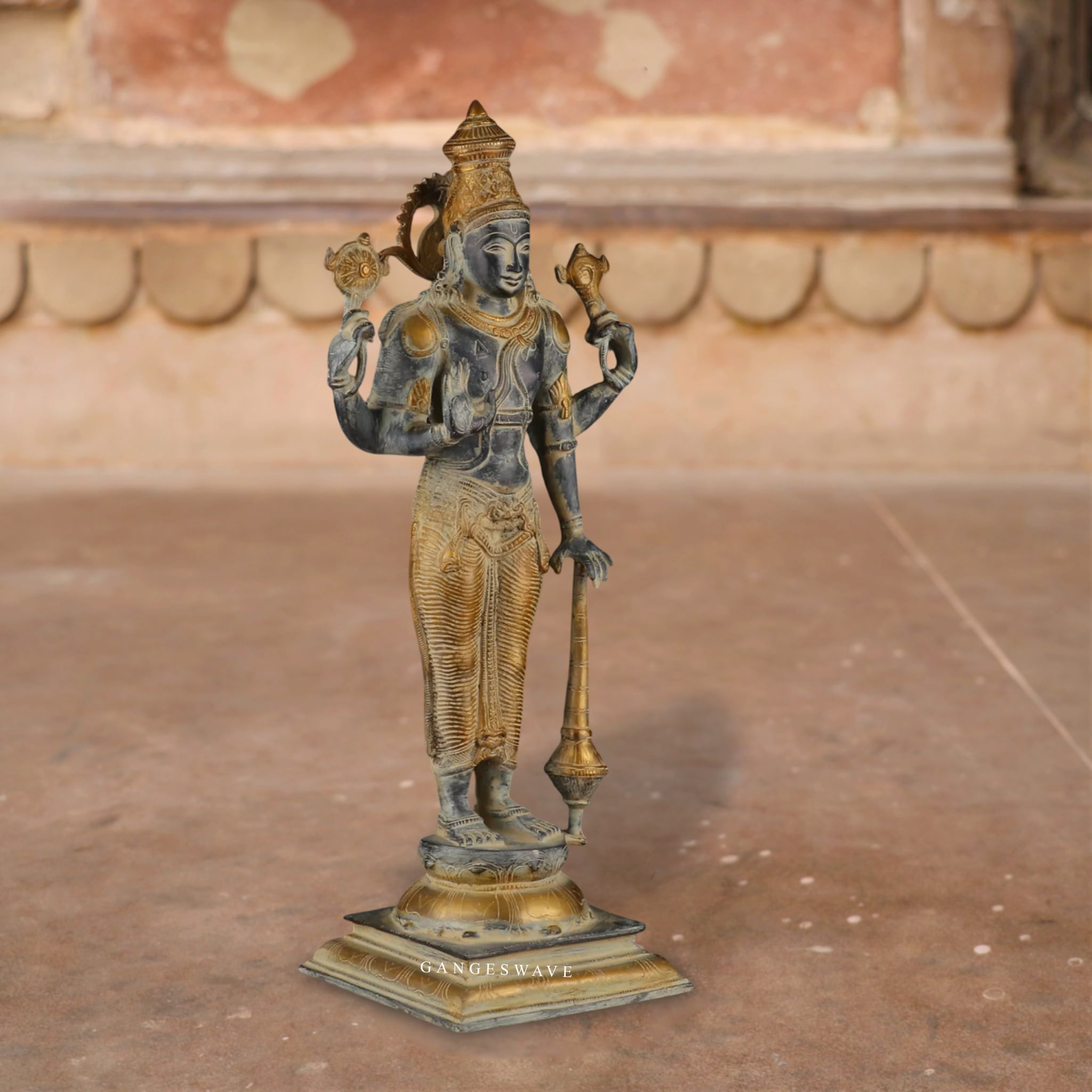 Vintage Finished Vishnu Brass Statue - 20 inches - Image 3
