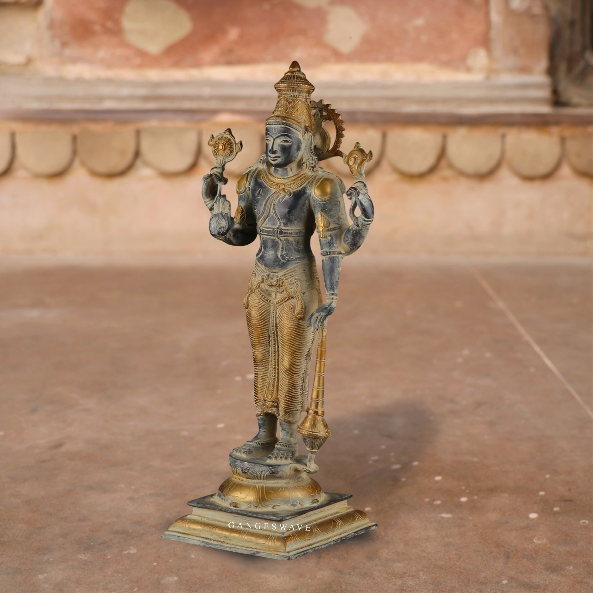 Vintage Finished Vishnu Brass Statue - 20 inches - Image 4
