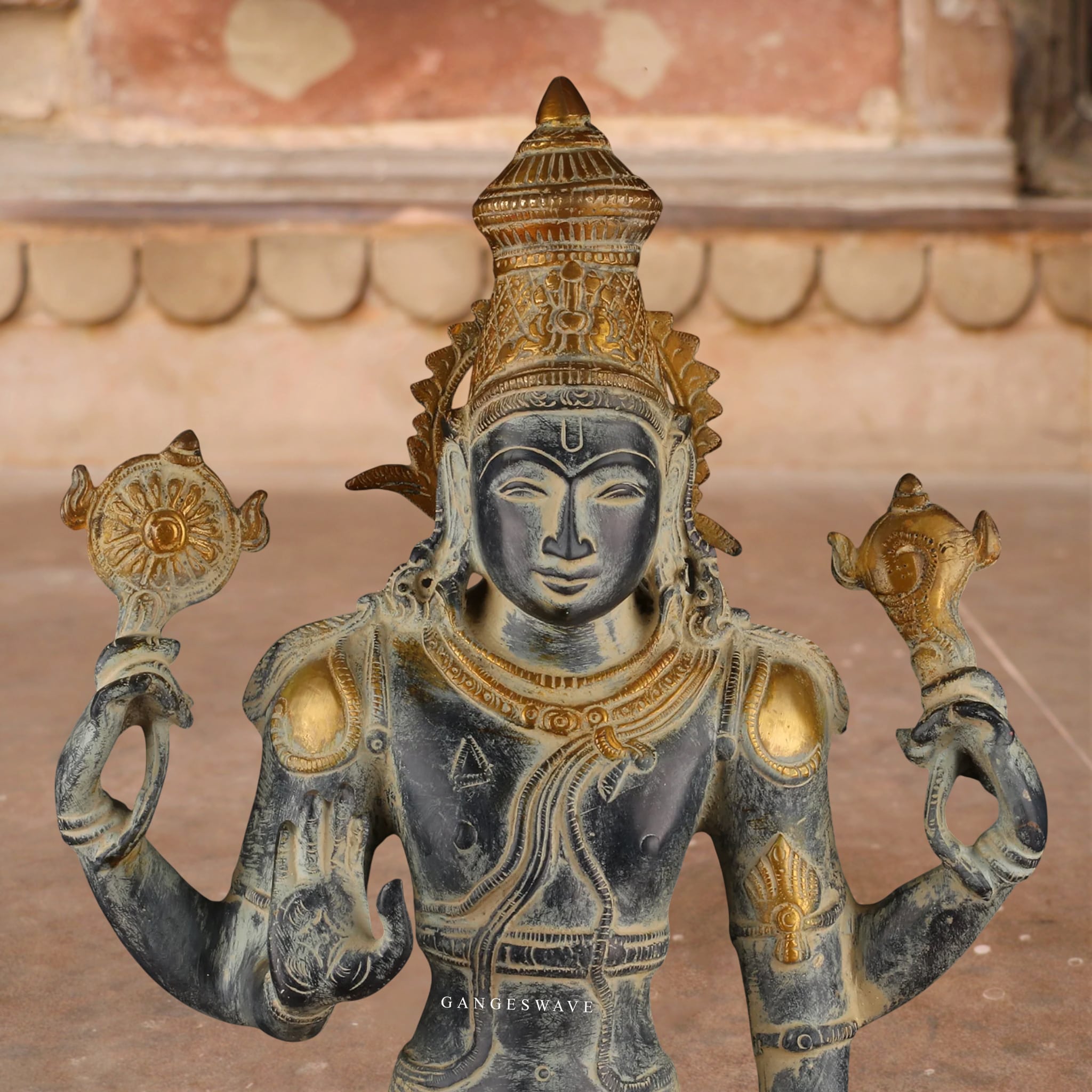 Vintage Finished Vishnu Brass Statue - 20 inches - Image 5