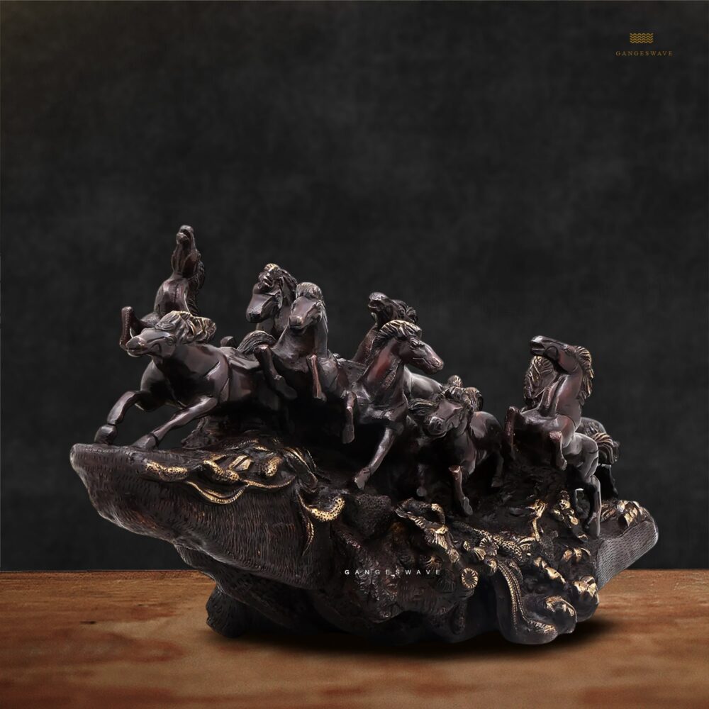 Nine Horses Unique Brass Decor