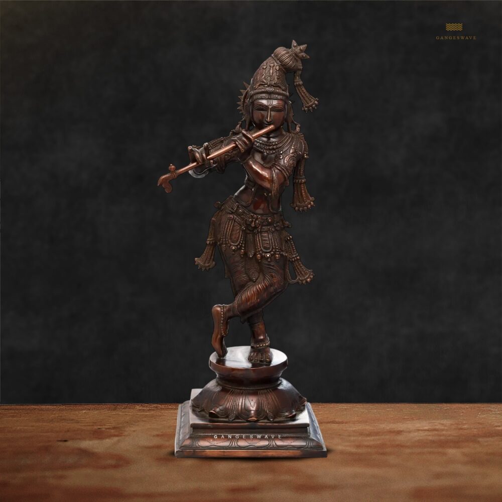 Krishna Brass Statue in Antique Finish