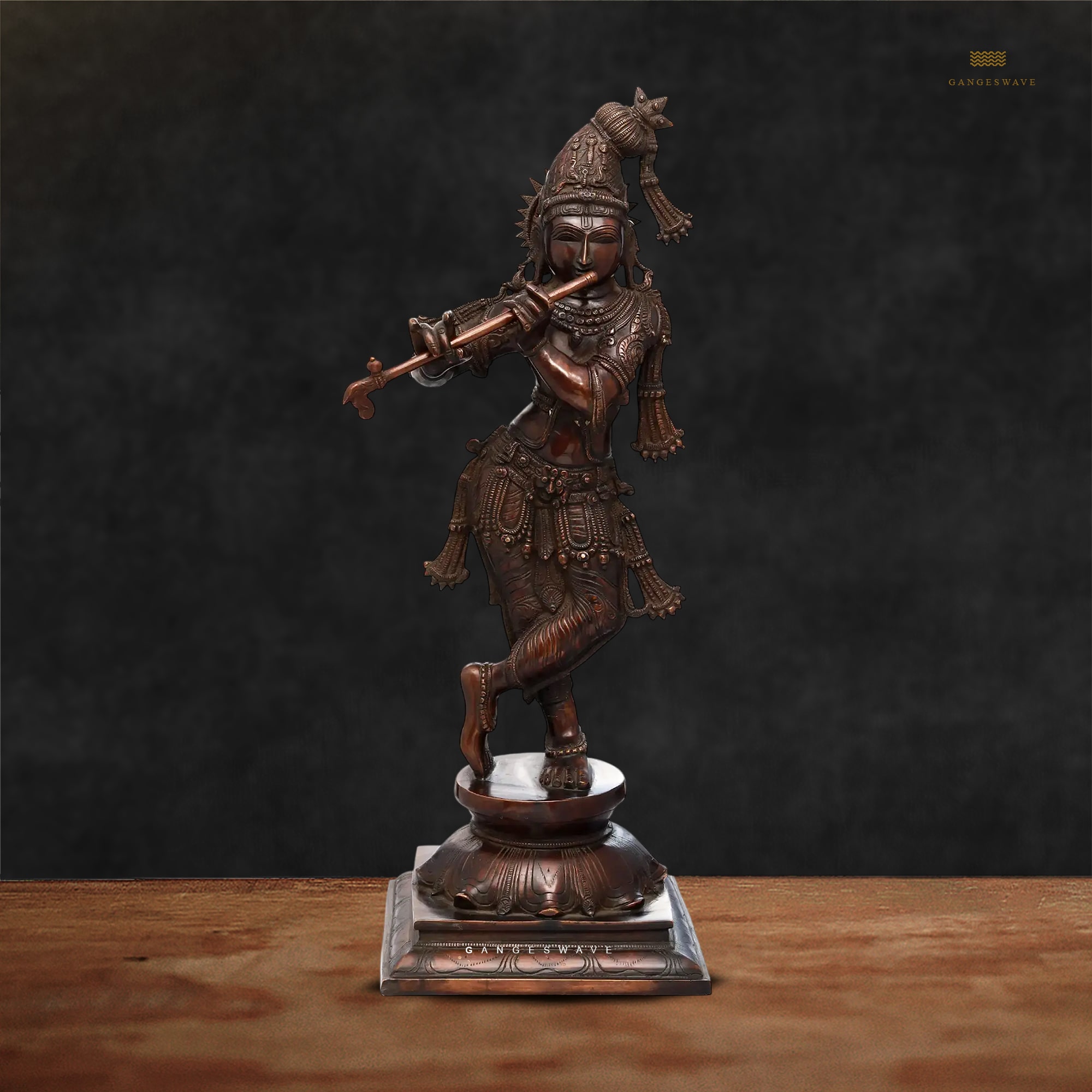 Krishna Brass Statue in Antique Finish