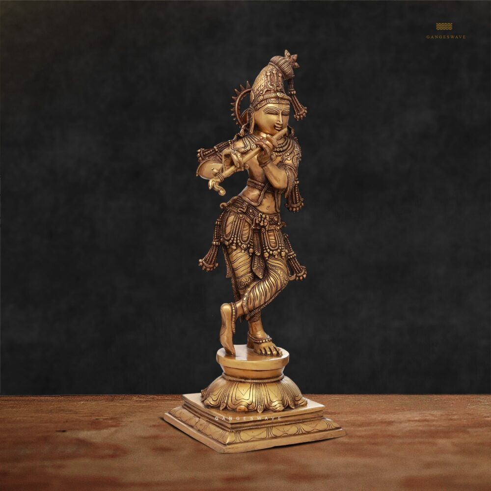 Krishna Brass Statue Chola Style