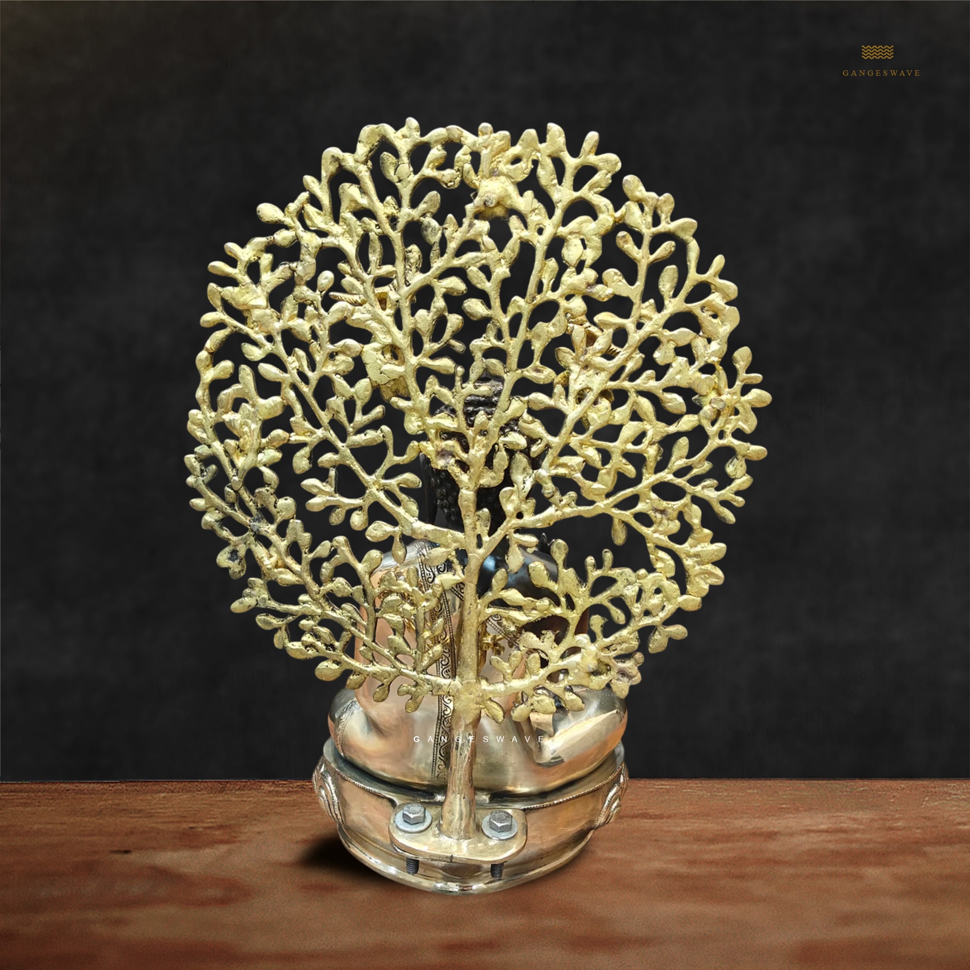 Buddha Brass Statue with Bodhi Tree - 22 inches - Image 5
