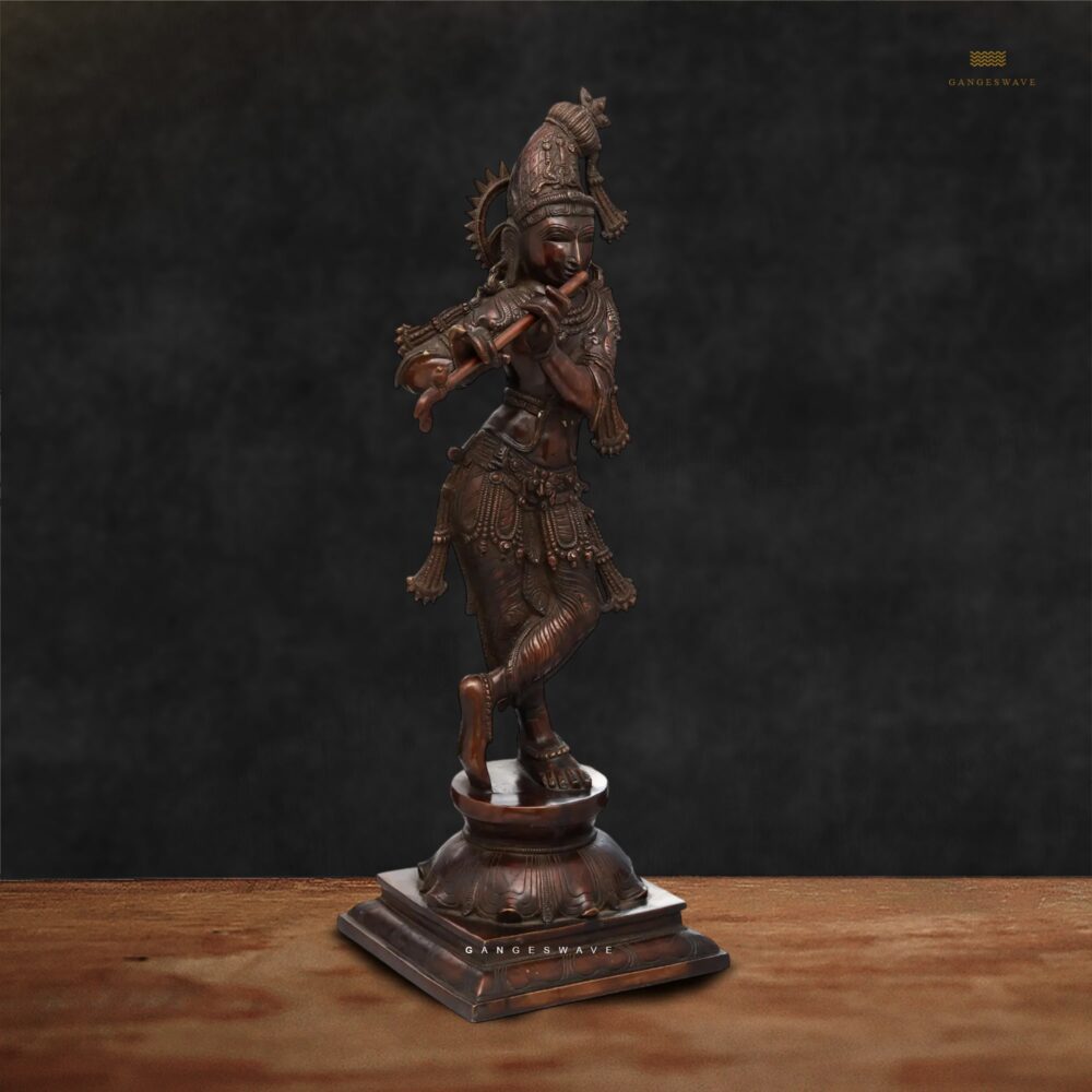 Krishna Brass Statue in Antique Finish