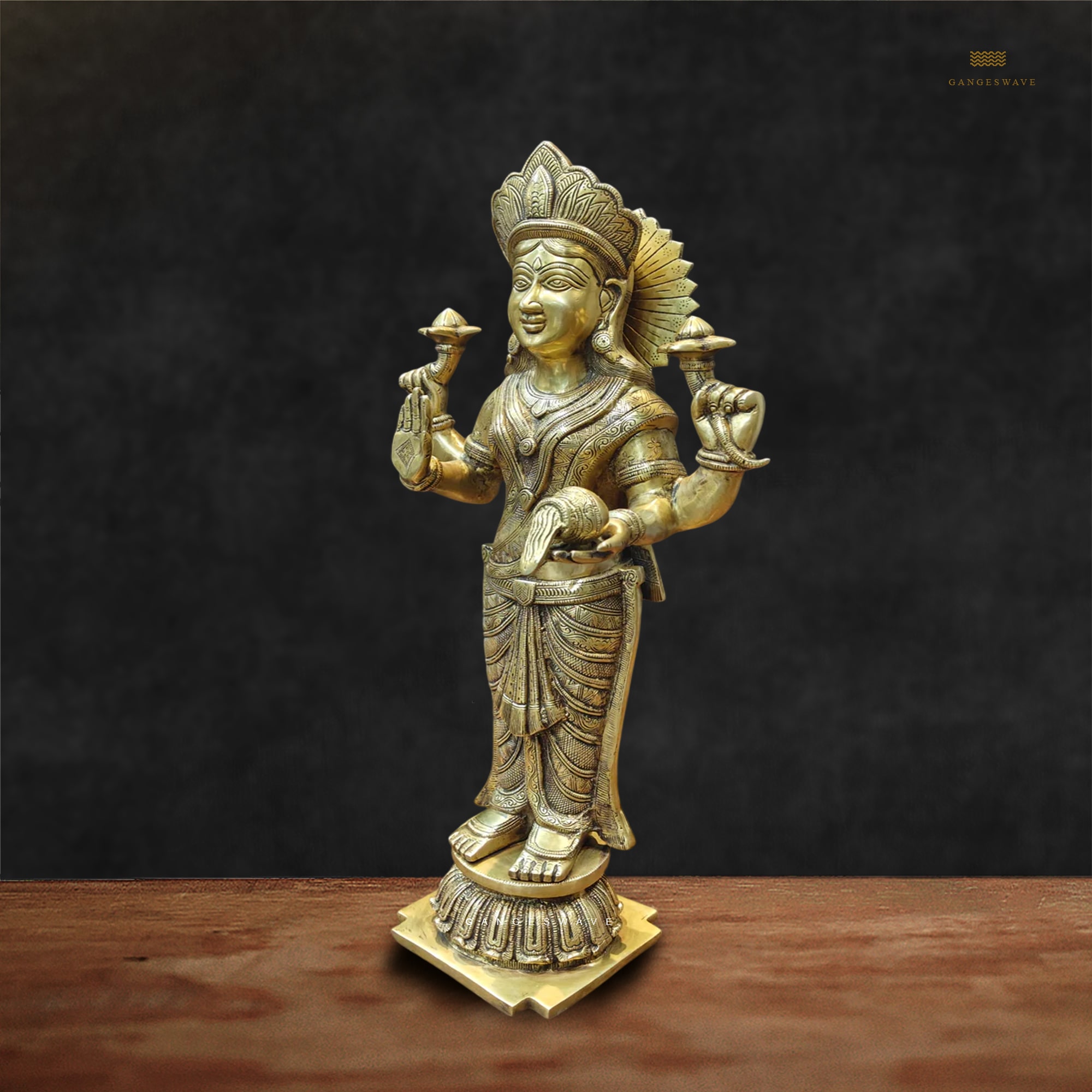 Shri Lakshmi Devi Brass Statue 25 Inches Gangeswave Buy Exclusive 