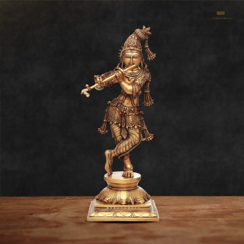 Krishna Brass Statue Chola Style