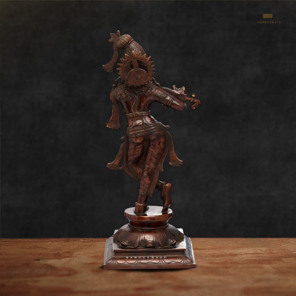 Krishna Brass Statue in Antique Finish