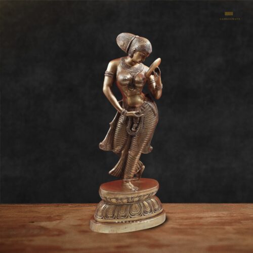 Lady with a Mirror Brass Decor