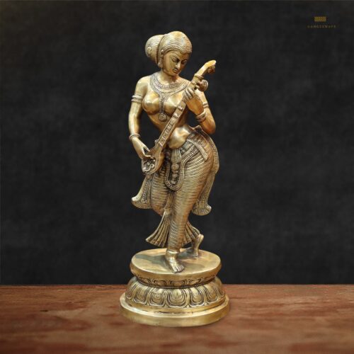Lady Brass Decor holding Veena