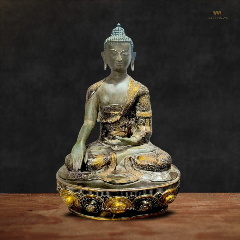 33 inches Buddha Meditative Brass Statue