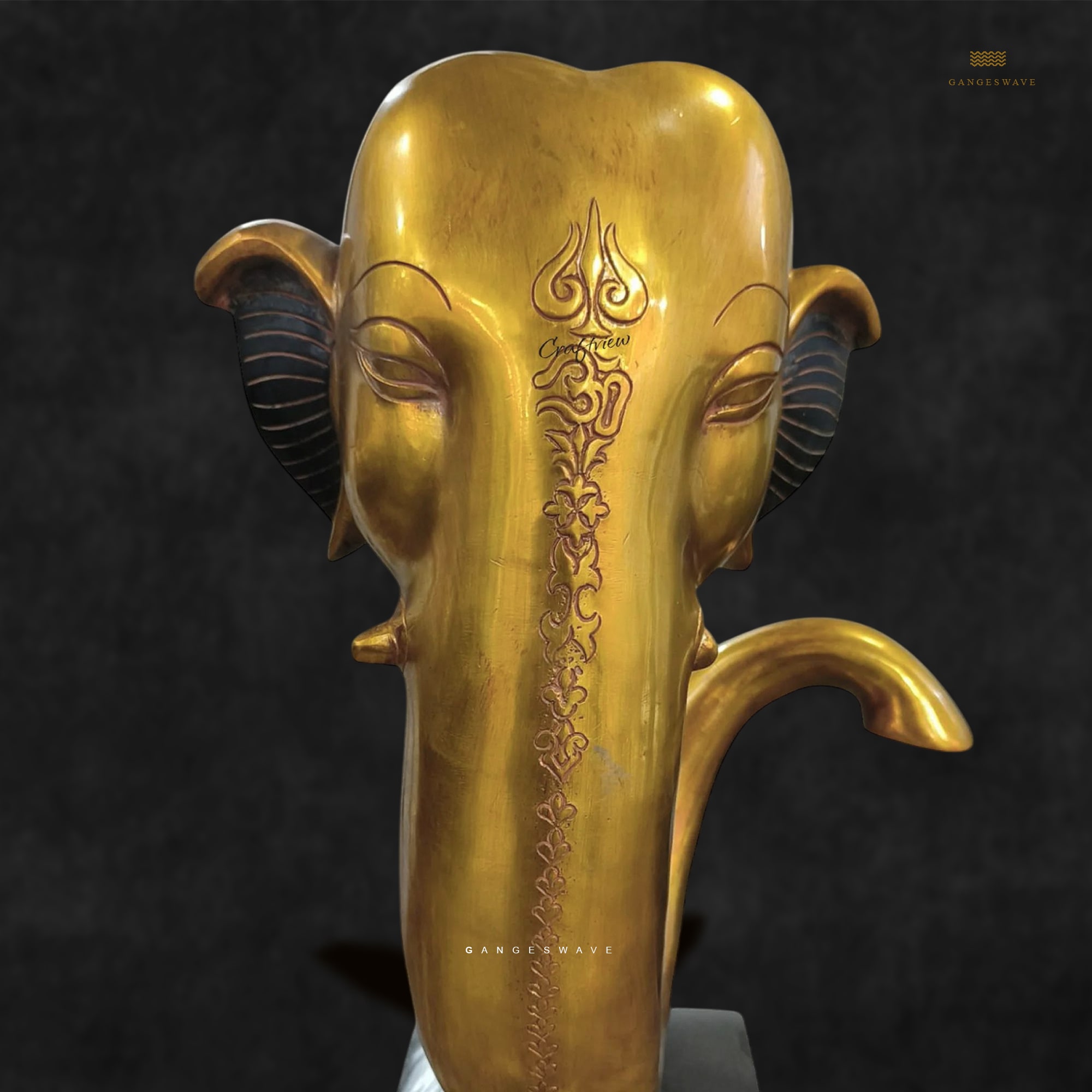 Black and Gold Ganesh Head Brass Statue - 17 inches - Image 7