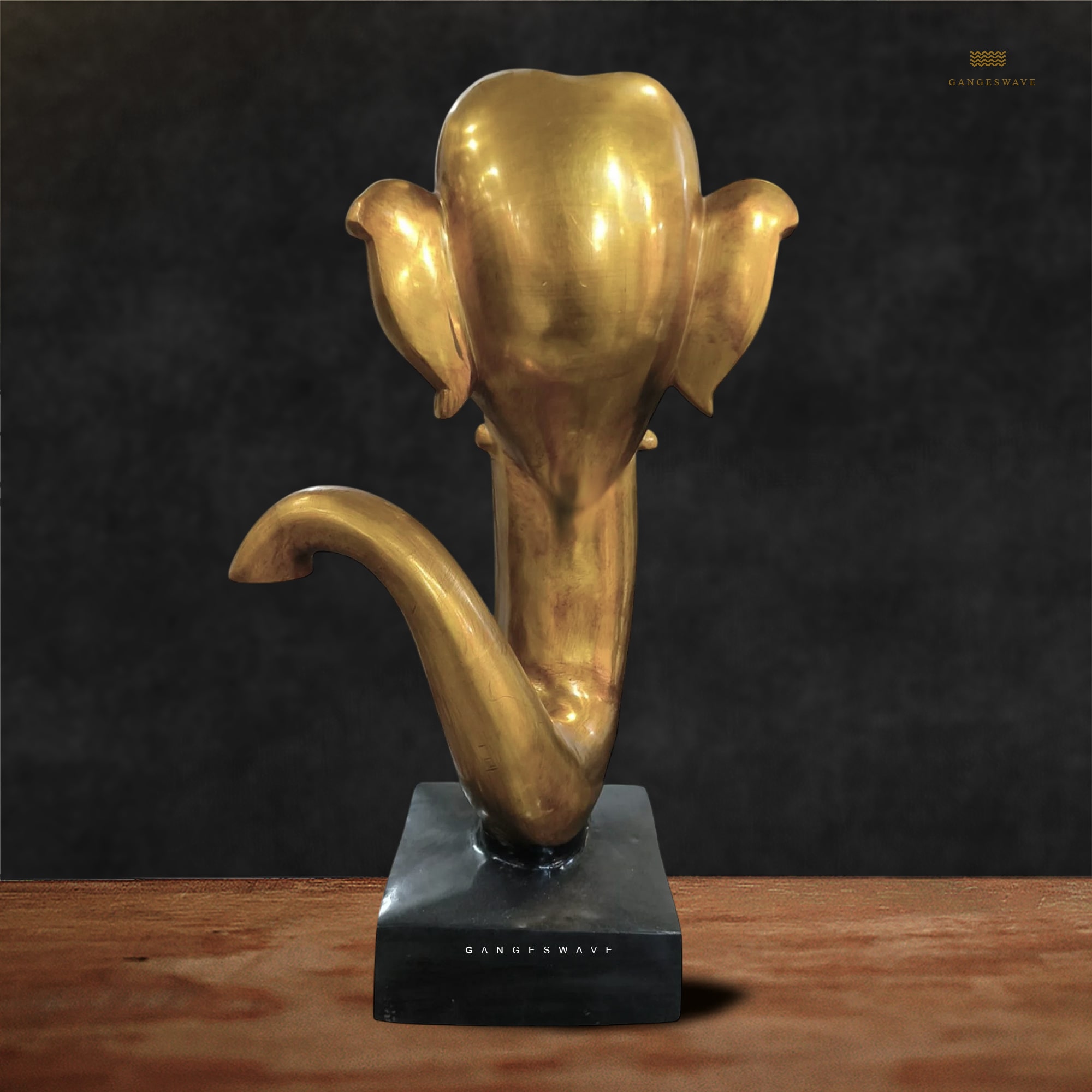 Black and Gold Ganesh Head Brass Statue - 17 inches - Image 6