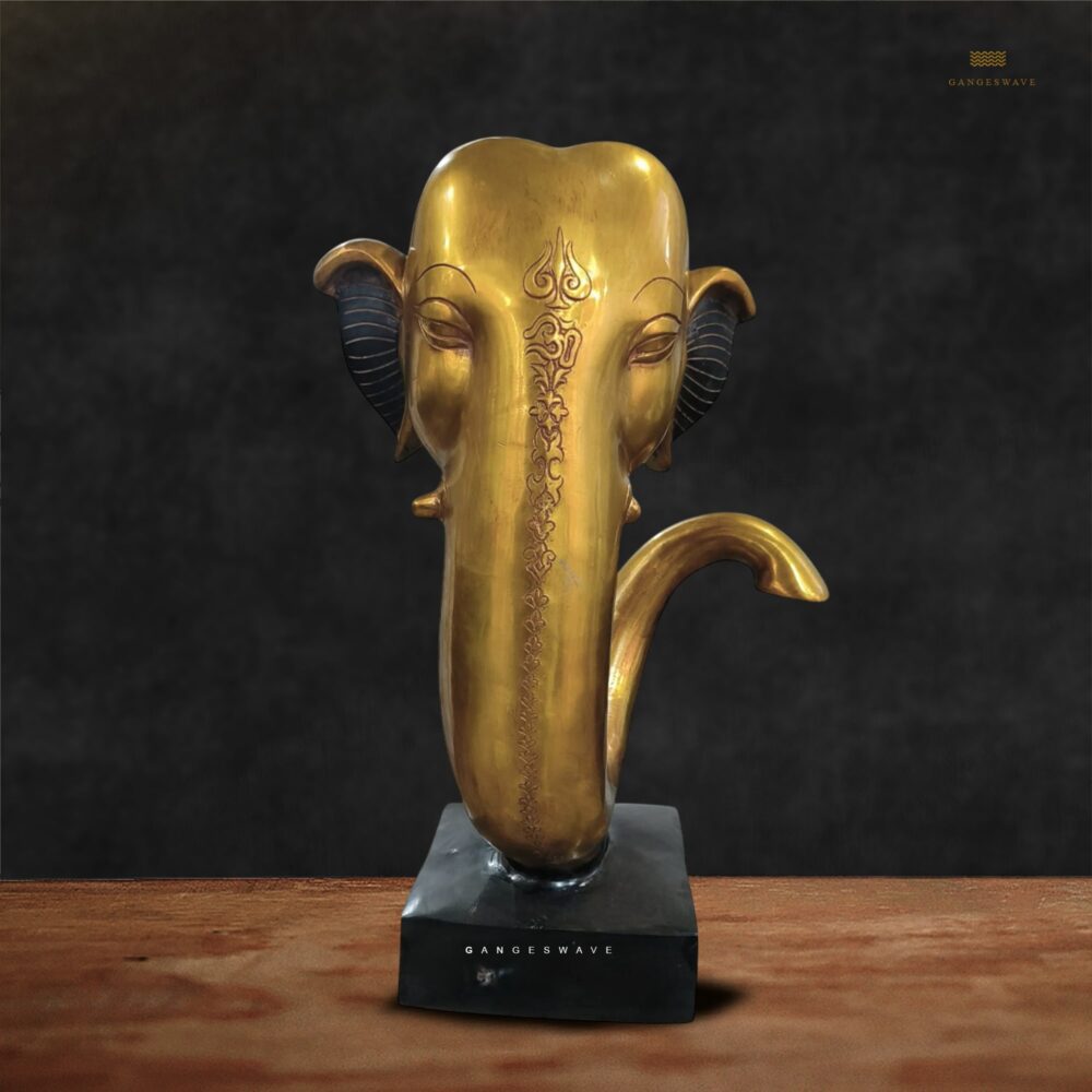Black and Gold Ganesh Head Brass Statue