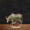 7" Brass Cow with Calf Statue