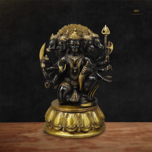 13 inches Brass Black Panchmukhi Hanuman